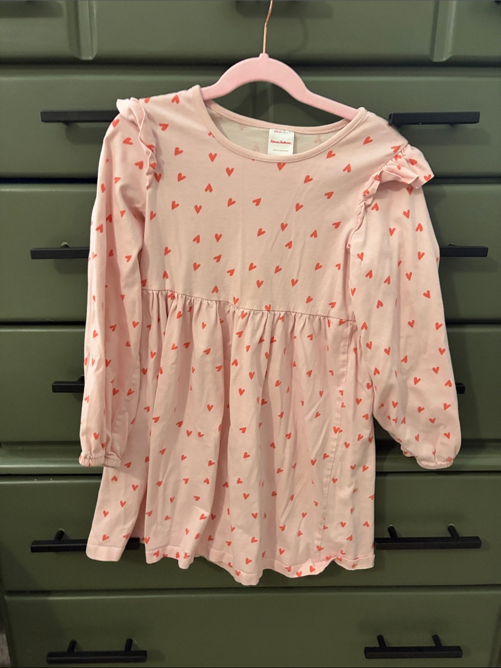 Hanna Andersson Pink Long-Sleeve Heart Print Dress